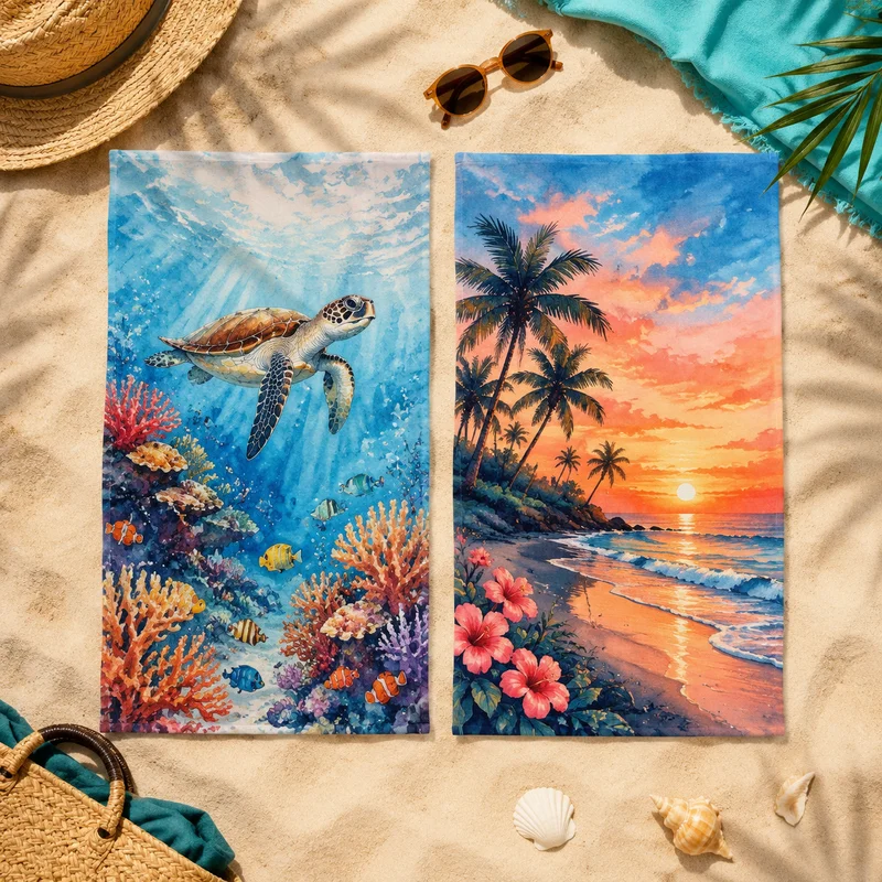 Custom Photo Kitchen Towel 2 PCS Set Personalized Upload Your Image Text Microfiber Towel 40x60CM Customized Gift for Couple