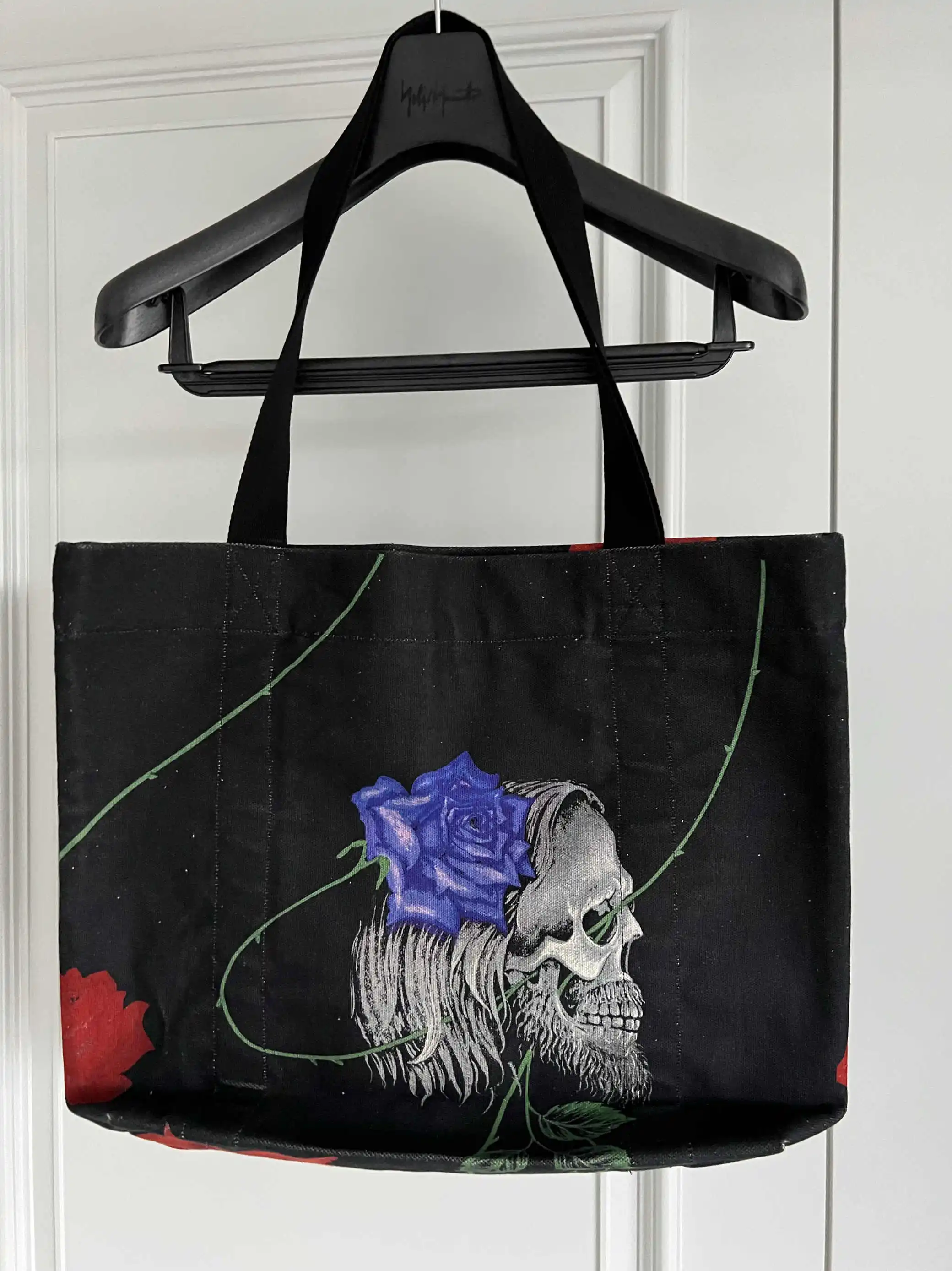 TOP-YAMAMOTO original design rose skull hand-held shoulder bag Canvas printed shopping bag