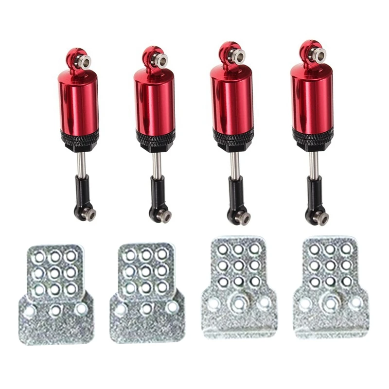 B05B-4Pcs Alloy Shock Absorber For WPL 1:16 Henglong C-14 C-24 Red & 4Pcs RC Car Metal Shock Tower Bracket Kits Shock Sbsorbers