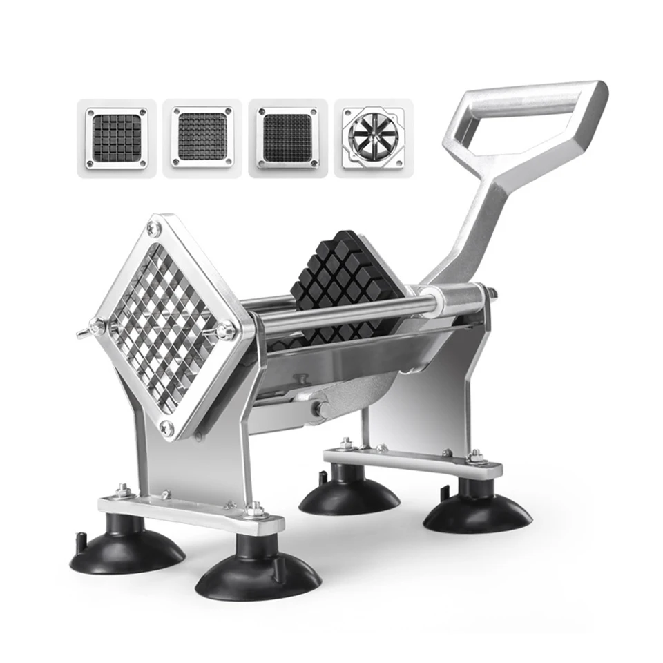 

ST1H Commercial Grade French Fry Cutter With Suction Feet,Includes 1/4" 3/8" 1/2" 8-Wedge Blades, Stainless Steel