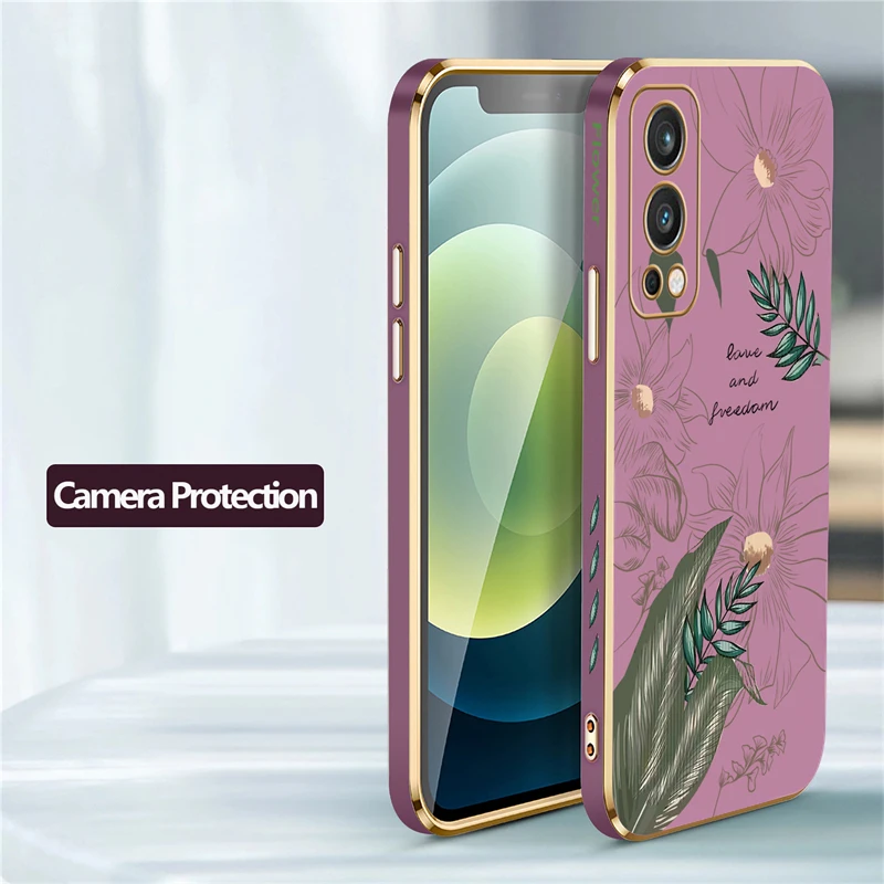 One Plus Nord3 Plating Phone Case Oneplus 9 3 8T 8 9 Pro Nord CE2 Lite Soft Pattern Flower Shockproof Back Cover Coque