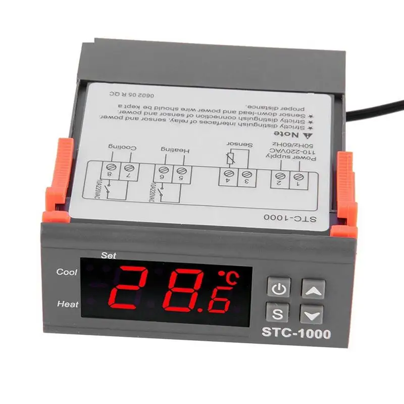 STC 1000 Digital Temperature Controller With Dual Heating Cooling Function And NTC Sensor Probe For Aquarium Incubator