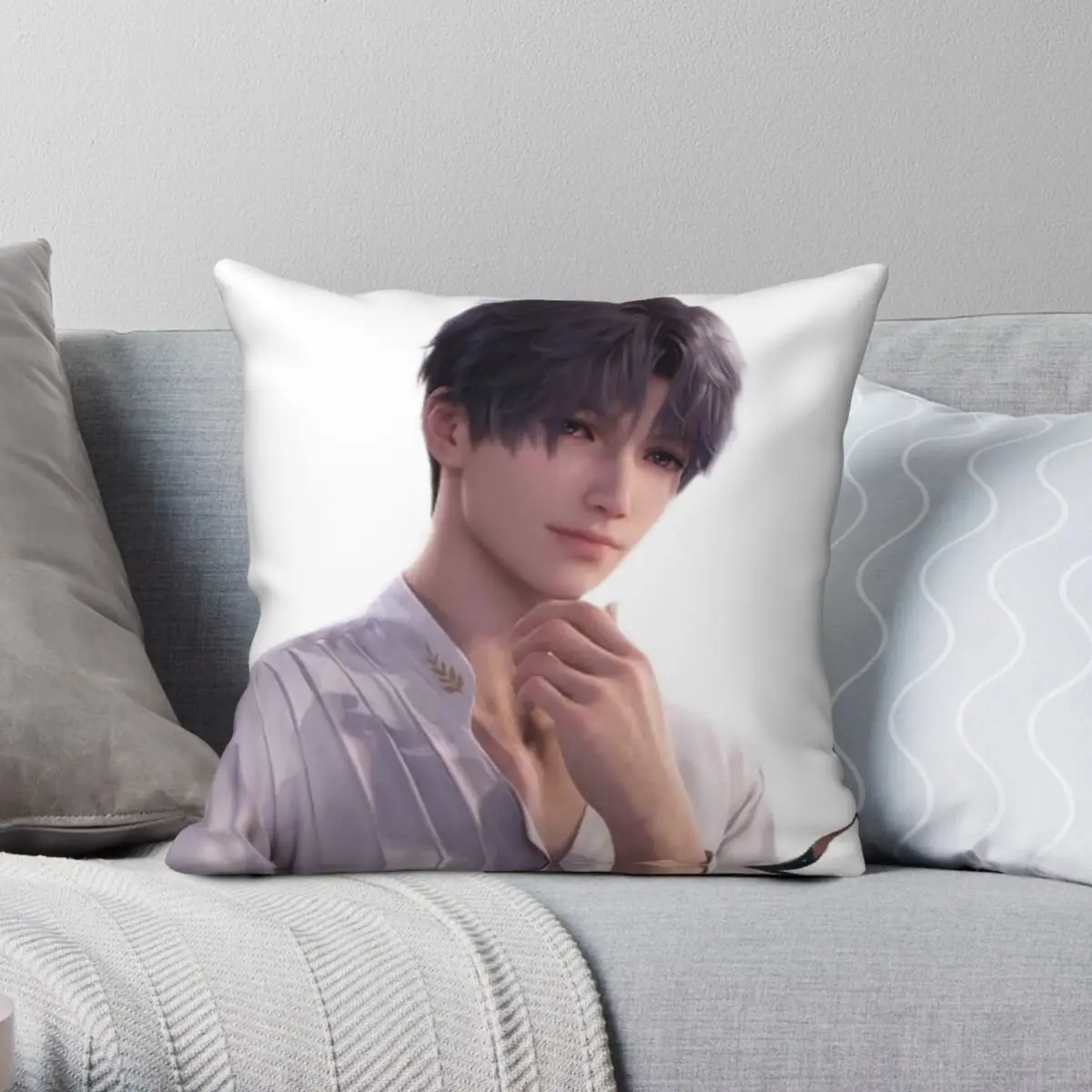 

Квадратная наволочка Rafayel Love And Deepspace, полиэстер, лен, бархатный узор, декор на молнии, наволочка для комнаты, чехол для подушки 18 дюймов