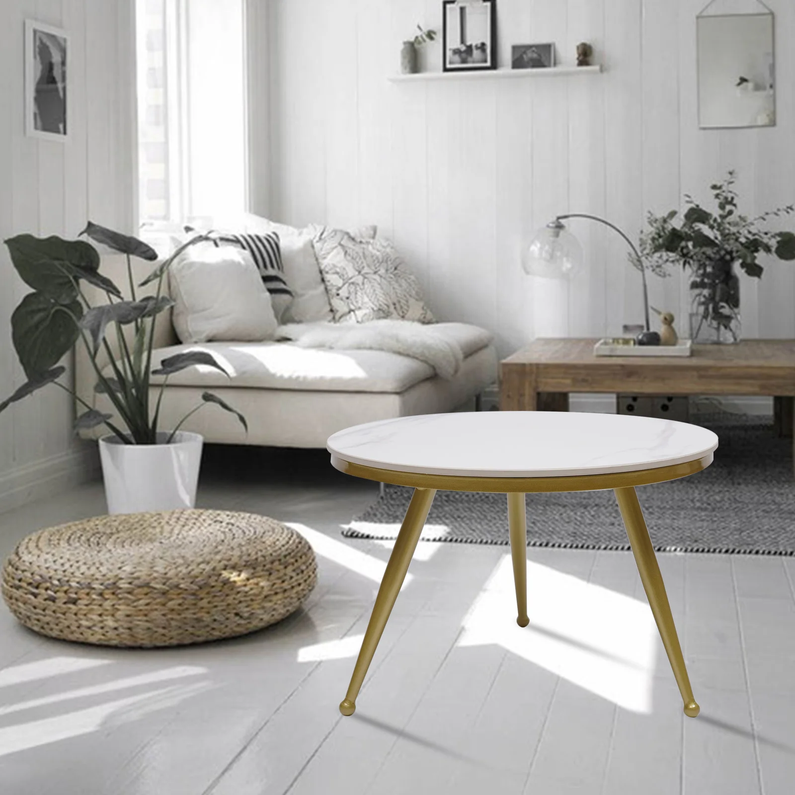 Marble Table Living Room Office Sofa Side Table Modern Round Coffee Table White