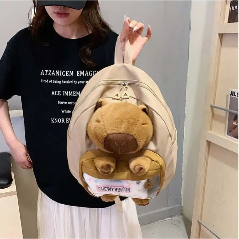 Large Capacity Capybara Plush Backpack Animal Korean Style Capybara Shoulder Bag School Bag Stuffed Doll