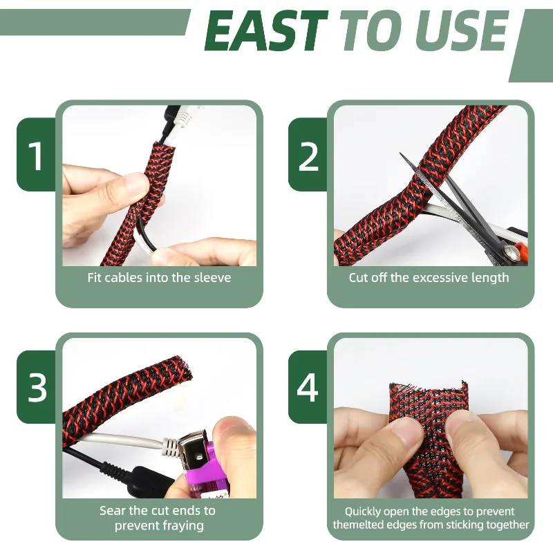 PET Braided 3 5 8 10 13 16 19 25 32mm Cable Sleeve Self Closed Auto Line Overlaps Flexible Loom Split Pipe Wire Wrap Organizer