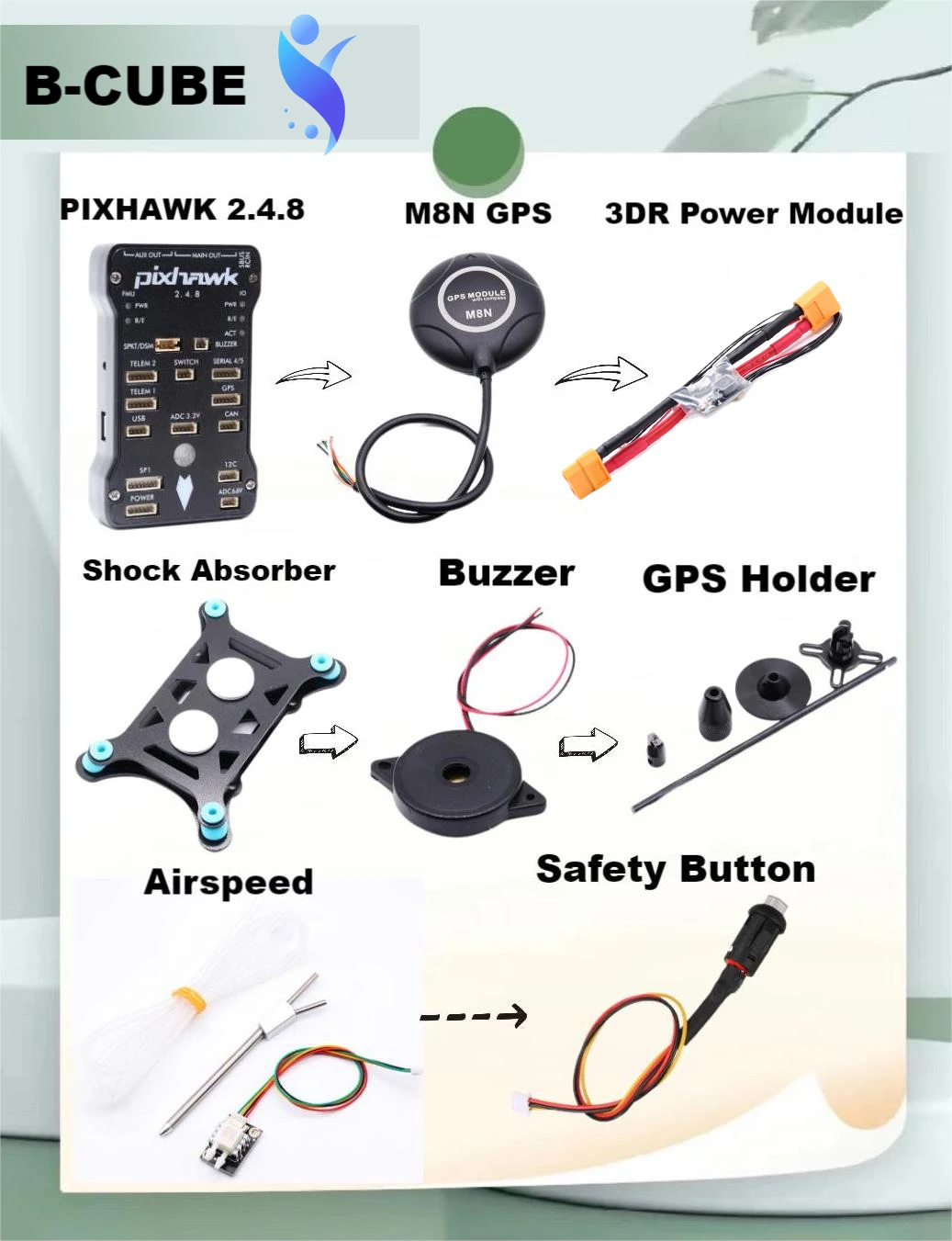 

Pixhawk PX4 PIX 2.4.8 32 Bit Flight Controller +Airspeed Differential Airspeed Pitot Tube MS4525DO + Pitot Tube Airspeedometer