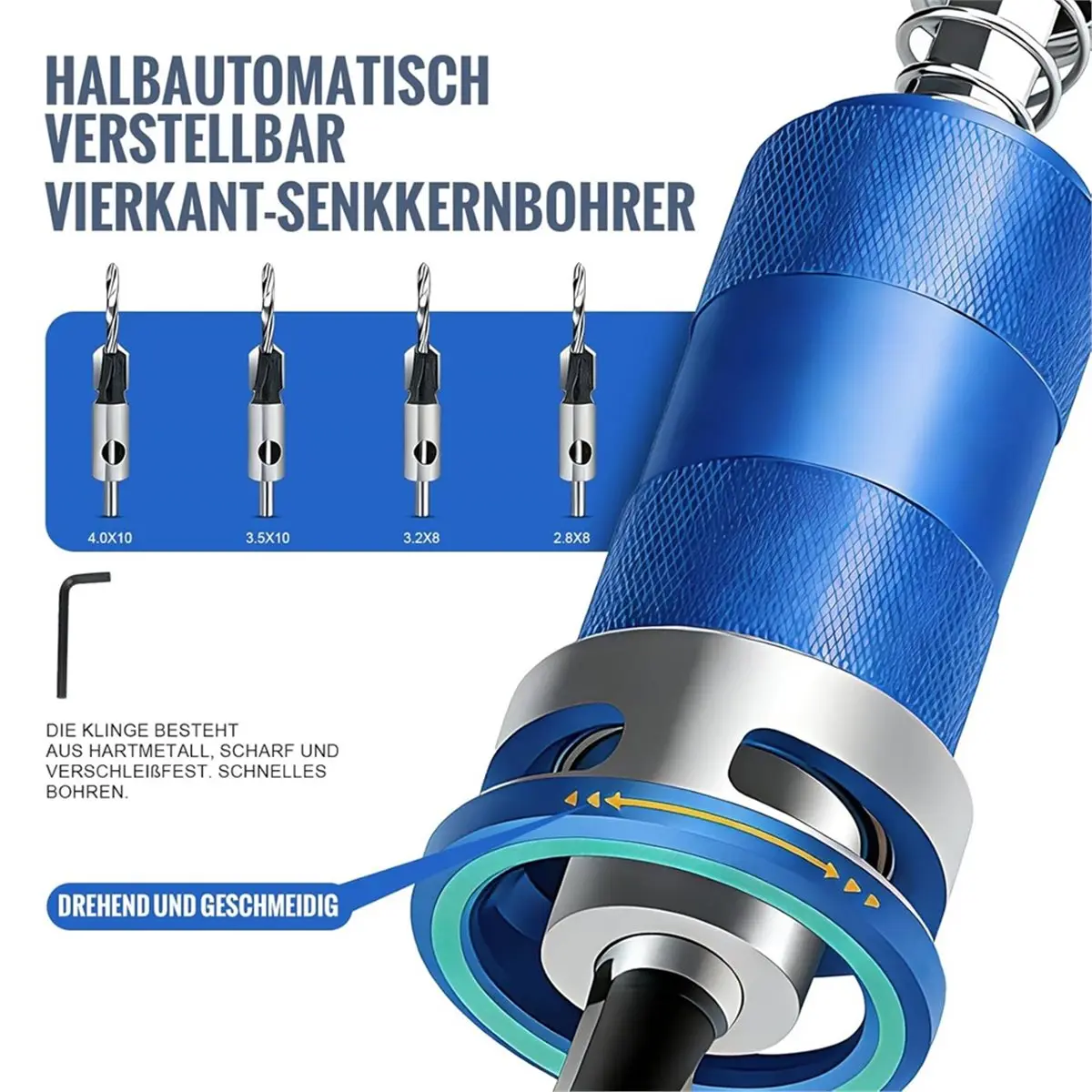 

A58Z Countersink Drill Bit Set, Precise Drilling, Countersink Drill Bit with 1/4" Hex Shank, Countersink Wood Drill Bit