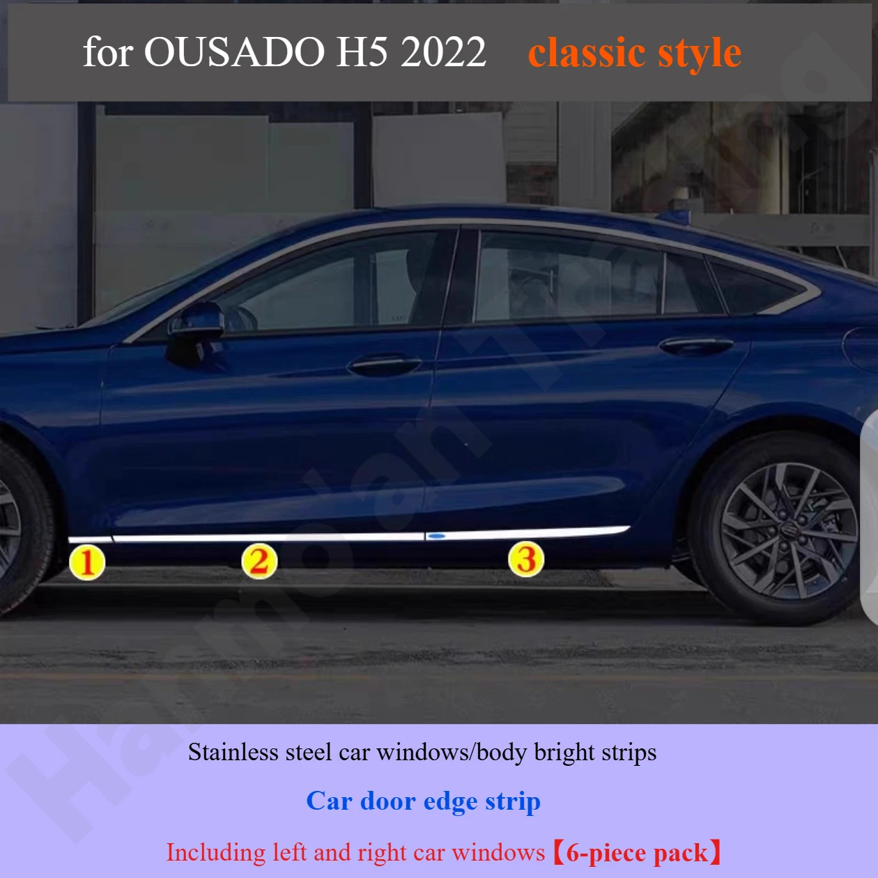 

for OUSADO‌ H5 classic style 2022 Modified car body window stainless steel decorative strip/decorative glass pressure strip