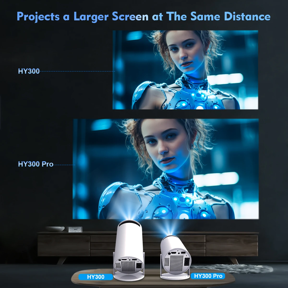 Proiettore Magcubico Android 11 4K 1280*720P HY300 Doppio Wifi 260ANSI 180 ° Proiettore portatile da esterno flessibile per cinema BT5.0 HY300 Pro