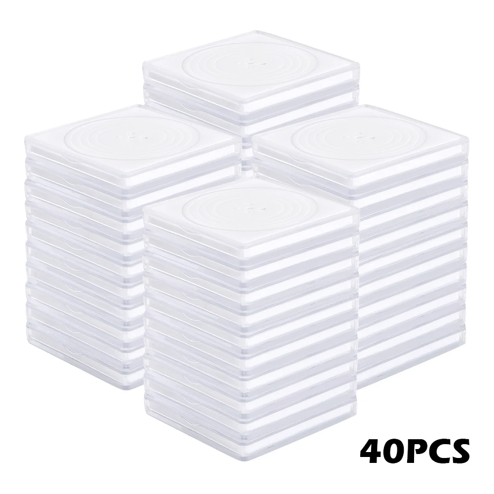 40pcs Silver Dollar Protection Case With Sponge For Collector Clear Acrylic 20-40mm Square Collection Supplies Coin Holder