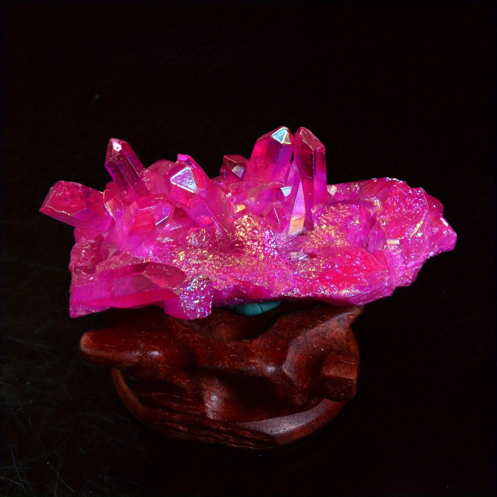 1PC Rare Rose Quartz Cluster, Electroplated, Ideal for Jewelry Making & Home Decor, Gift for Festivals, Vibrant Crystal Cluster
