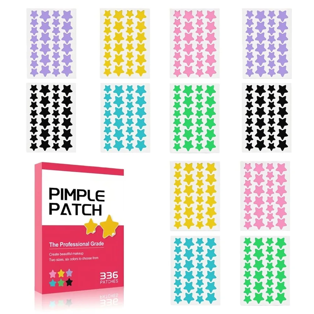 

US Shipping Cute Star Pimple Patches for Face 336 Count Acne Stickers Blemish Protection 6 Colors 2 Sizes Zit Patches