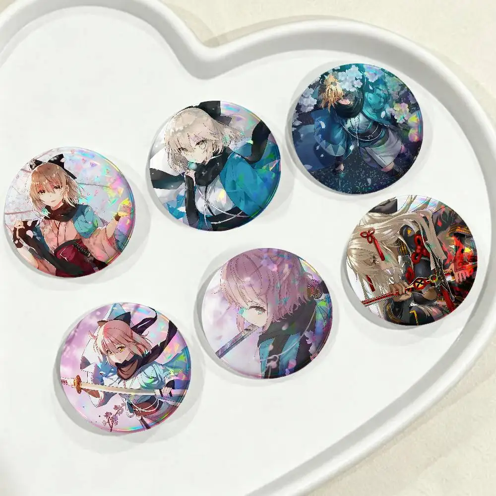 Cartoon O-Okita S-Souji For Badge Custom Laser Hologram Enamel Pin Badge Metal Lapel Brooch For Clothes Bag Accessory Gift