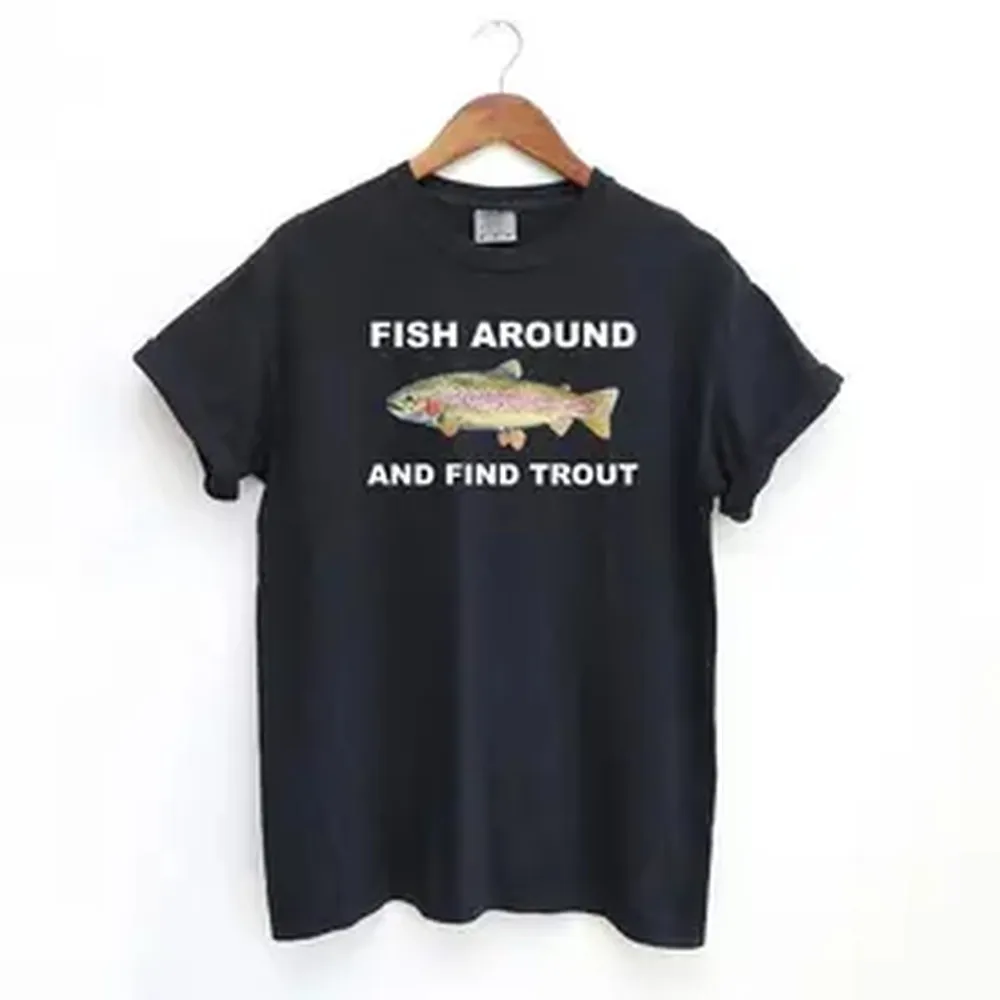 Men's Round Neck Short-Sleeve Cotton Soft Graphic T-Shirt - Menswear Fishing Lover Top with Funny 