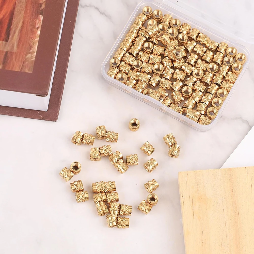 Brass Threaded Insert Nut Kit M2 M2.5 M3 M4 M5 M6  Hot Melt Heat Knurled Embed Injection Copper Insertnut for 3D Print Plastic