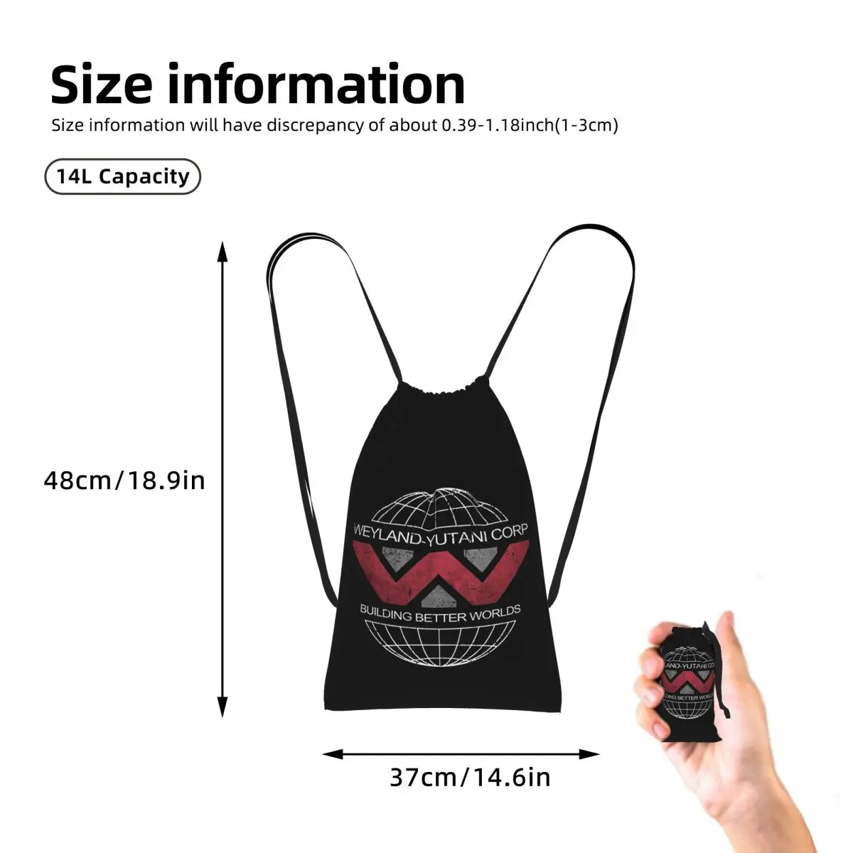 Alien Romulus Lab Weyland - Yutani Xenomorph Experiments Drawstring Backpack Sports Gym Bag Portable Travel Drawstring Bag