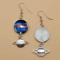 Galaxy Nebula Saturn Earrings Outer Space Earrings Astronomical Jewelry Nebula Glass Dome Ms. Earrings