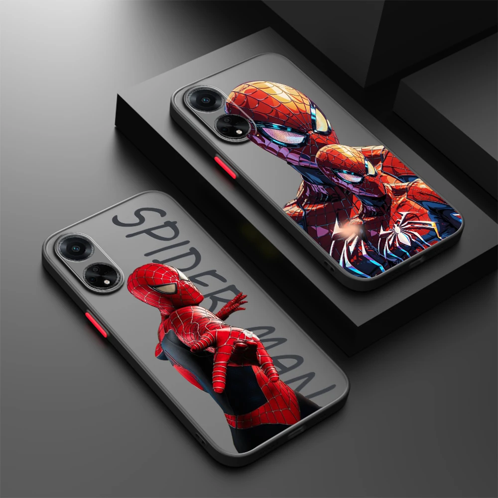 Spider-Man Unlimited Frosted Translucent For OPPO X5 X3 A54S A5 A94 A16 A53S A57 A74 A72 A96 A98 A78 5G Back Phone Case