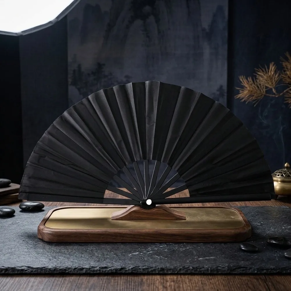 For Traditional Dance Routines 8 Inch Fan Decorative Fan Black Plastic Fan Portable For Travel Elegant Black Finish