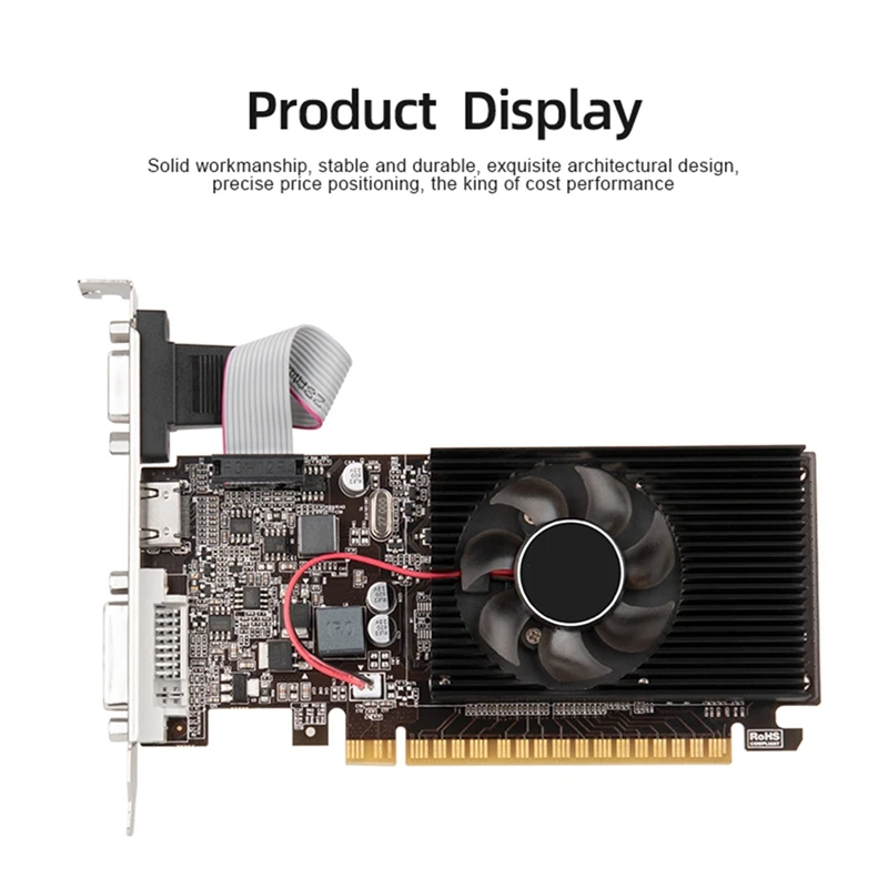 GT610 กราฟิกการ์ด DDR3 กราฟิกการ์ด PCI-E 16X - รองรับ + VGA + DVI เสียงต่ําสําหรับเดสก์ท็อปพีซี