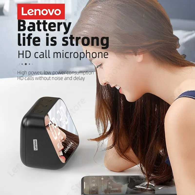 Lenovo TS13 Draadloze BT Speaker Draagbare Subwoofer Stereo Speler 9D Surround LED Digitale Smart Alarm Mirror Design Speaker