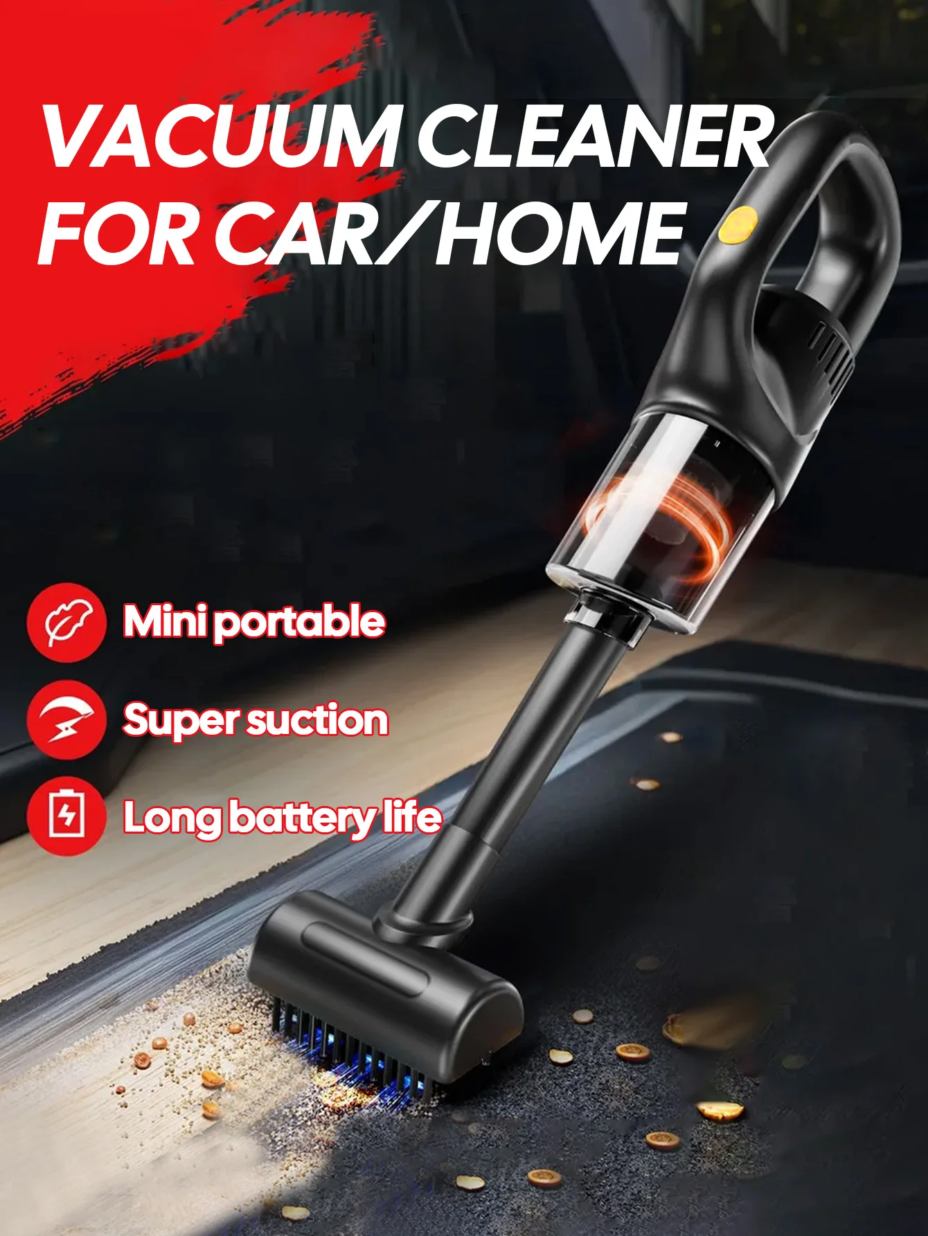 Portable Wireless Car Vacuum Cleaner Chargeable 120w High Power Vacuum Cleaner For Home And Car Dual Use Mini Cleaning JJ2738