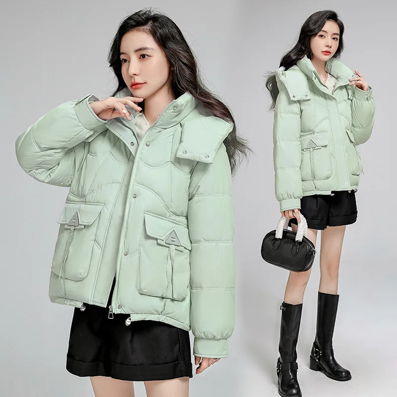 

Short Down Cotton Jacket Women Winter Coat New Loose Korean Thick Bread Cotton Clothes Hooded Parkas Female Outerwear Overcoat