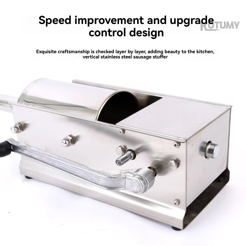 Commercial Stainless Steel Horizontal Dual-Speed Sausage Stuffer, Manual Sausage Making Machine for Household & Business Use