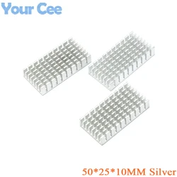 10pcs/1pc 50*25*10mm Heatsink Radiator Cooler Cooling Fin Aluminum Heat Sink LED Power IC Transistor Module Silver 50X25X10mm