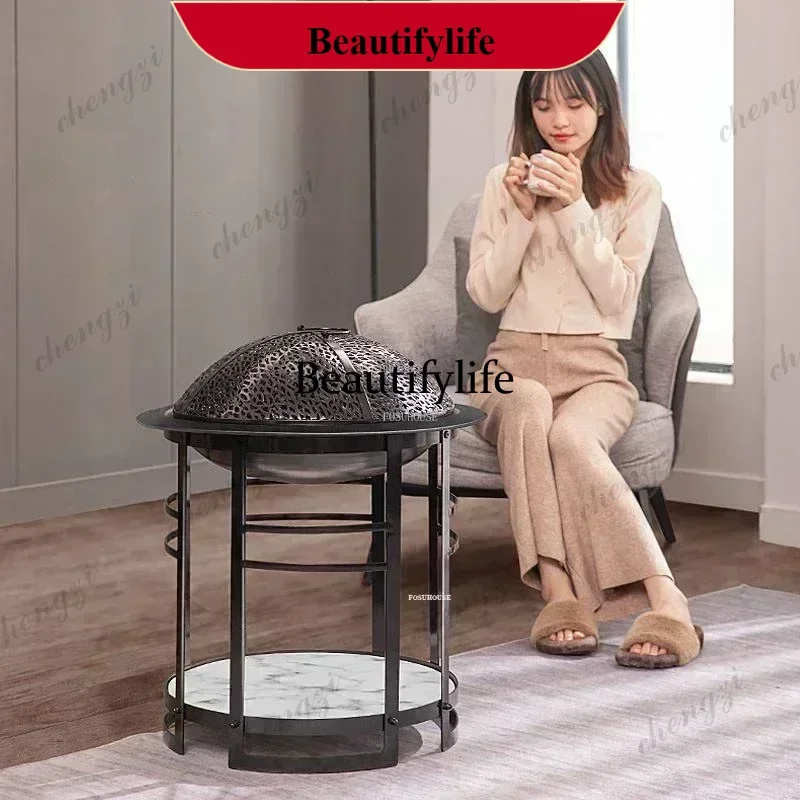 European Modern Indoor Outdoor Smokeless Carbon Stove Portable Heating Fire Pit Home BBQ Grill Stand Efficient Brazier Furnace