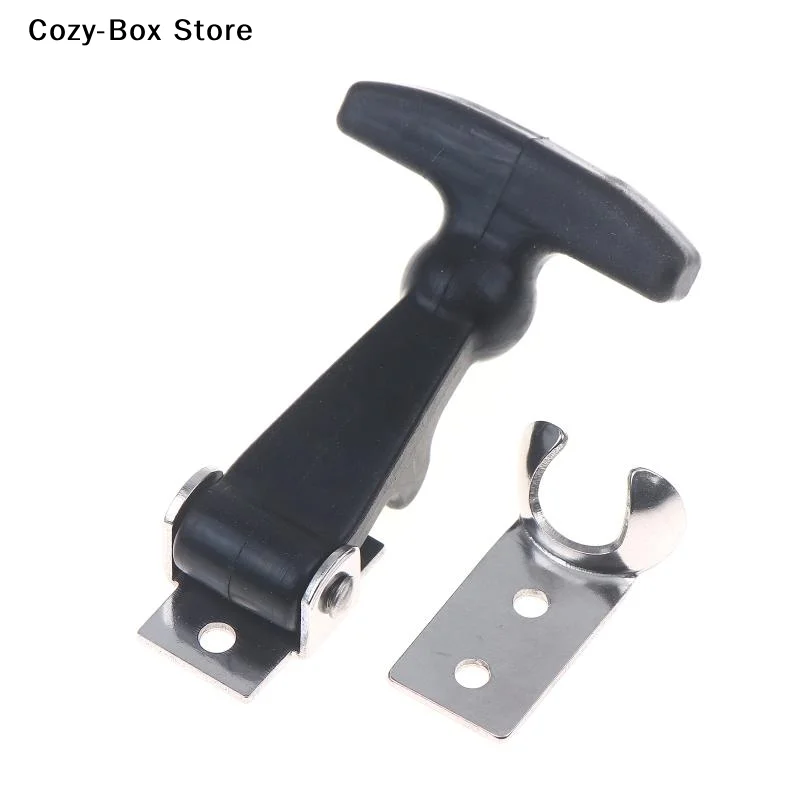 [ZY]Rubber Hood Catch With Bracket Elastic Stainless Steel Rubber Hood Catch Flexible T-shaped Drawer Latch For Coolers Boats