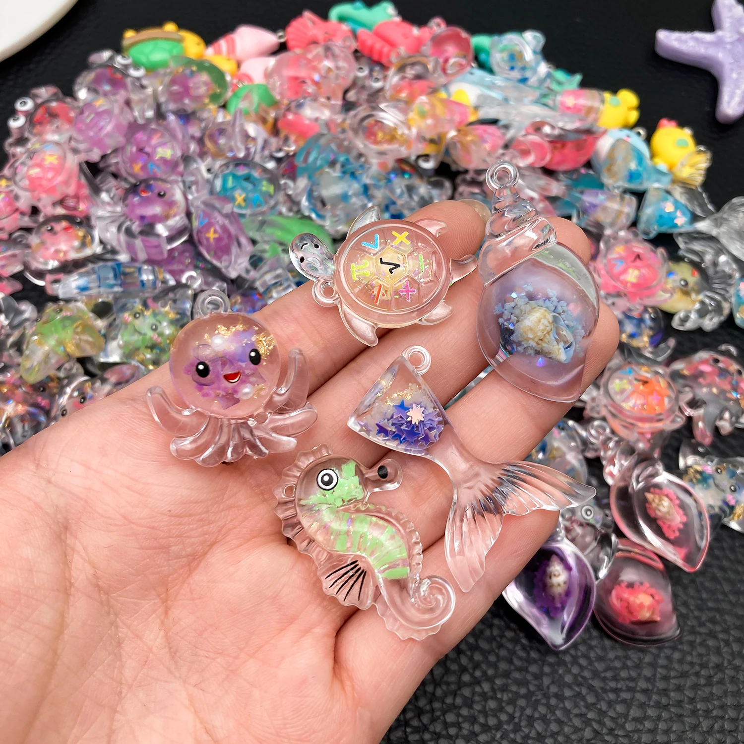 

10/20/30 шт. случайные светящиеся в темноте подвески из смолы-ракушки и морская звезда DIY аксессуары для рукоделия для ремешков для телефонов и подвески для сумок