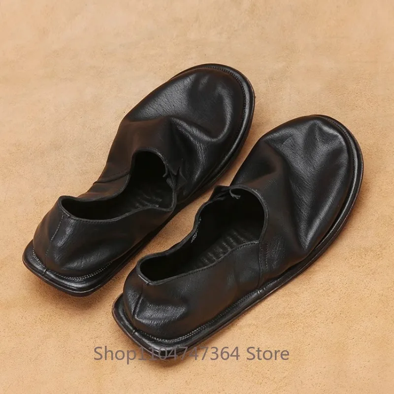 Japanese Handmade Fisherman Shoes Cowhide Slip-on Men Outdoor Casual Shoes Soft and Comfortable Driving Shoes Mocassin Homme