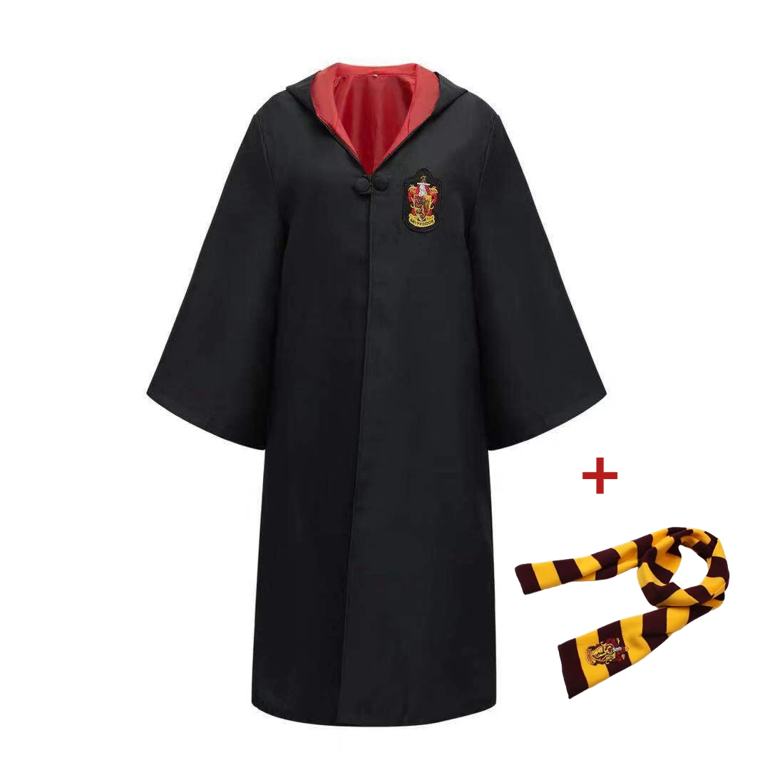 Adult Children\'s Cloak Halloween Cosplay costume Harris School of Witchcraft and Wizardry Hat Tie Scarf Set Clothing