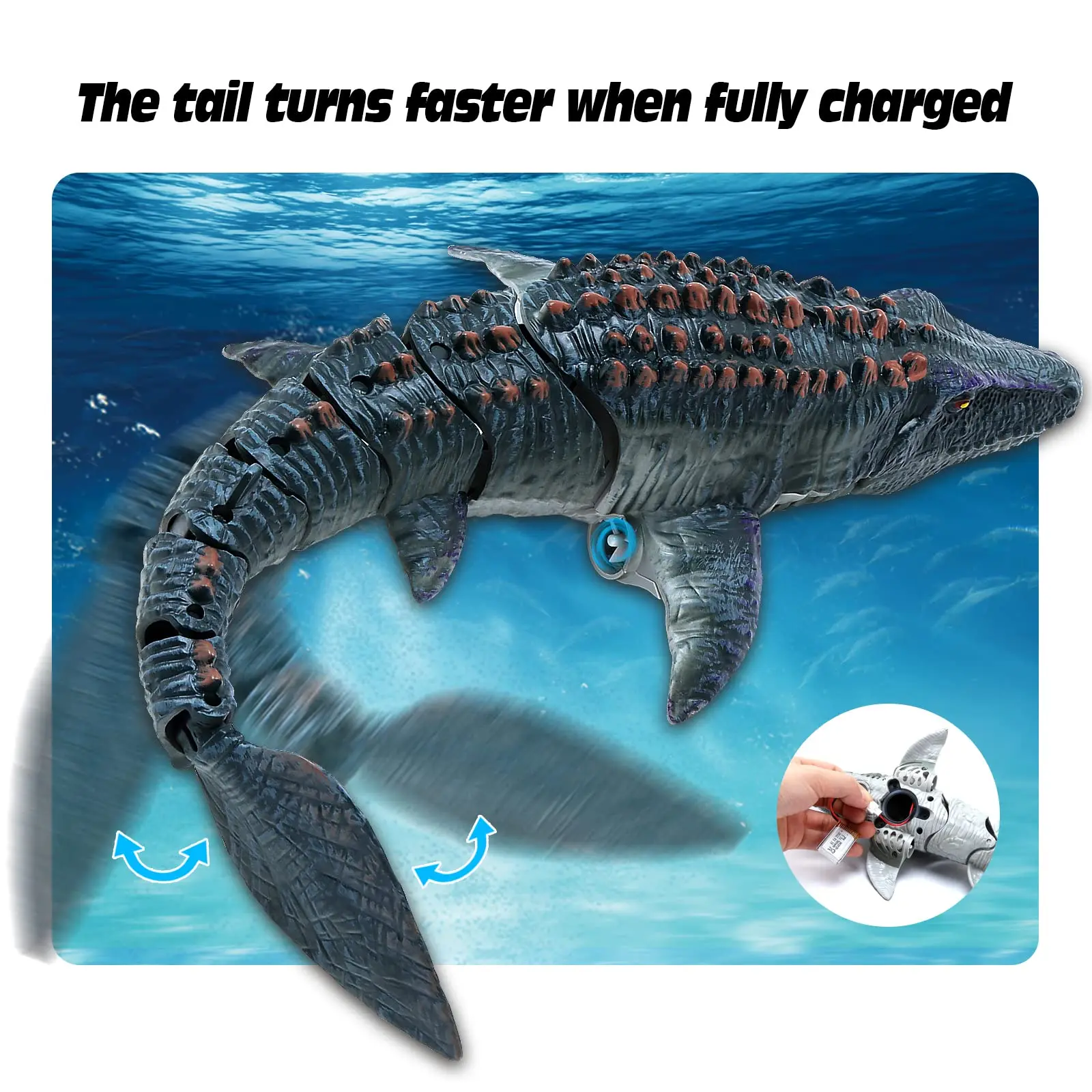 2.4G Remote Control Dinosaur Kid Mosasaurus Diving Toy Rc Boat Outdoor Toy Water For Swimming Pool Bathroom Bath Toys For Kids