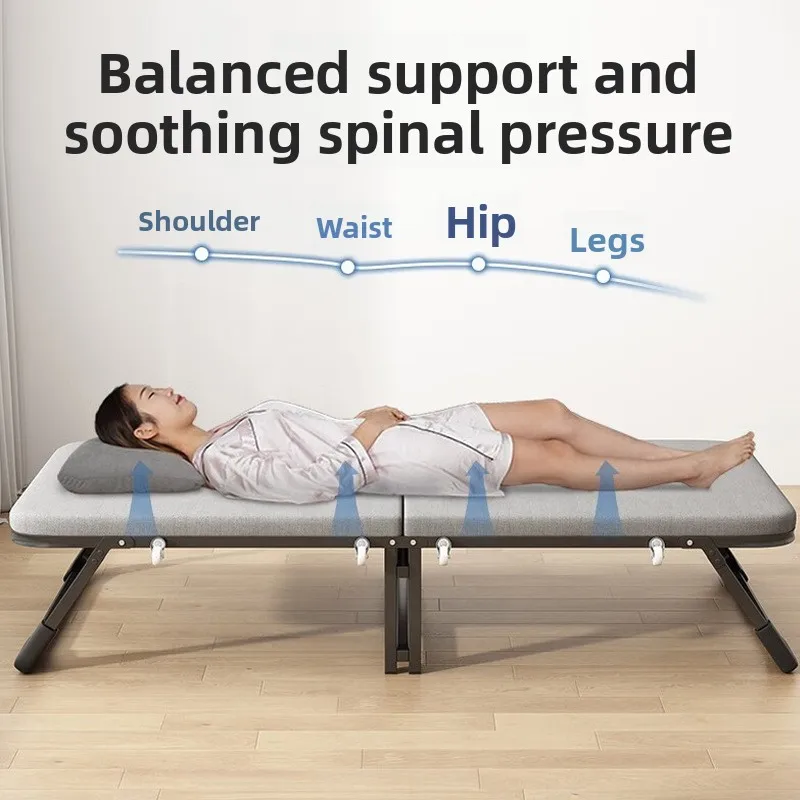 

Портативная складная кровать, двустворчатый хлопковый матрас, односпальная кроватка для взрослых для дома или офиса, прочный каркас, мягкая дышащая ткань