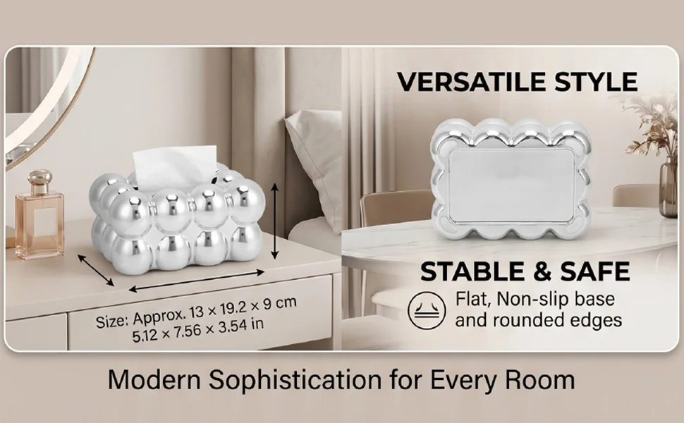 Luxurious Tissue Box Fashionable Modern Acrylic Compact Decorative Tissue Holder for Living Room Dining Room Bedroom