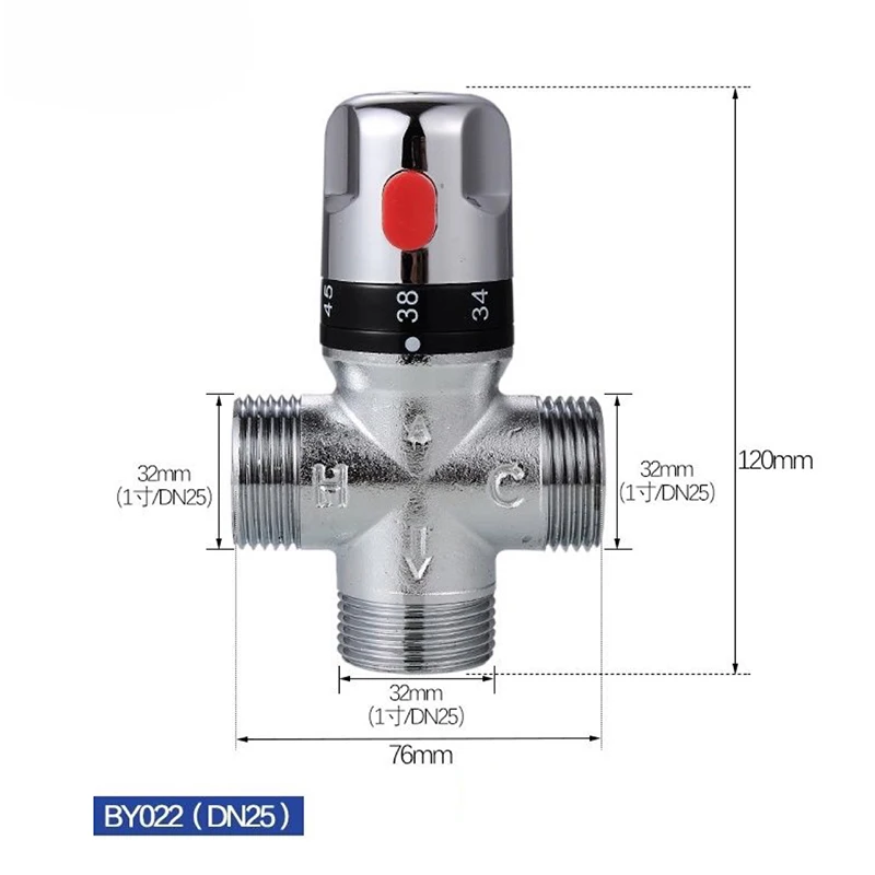 Universal Copper Temperature Regulating Pipeline Valve Cold Hot Water Mixing Part For Solar Water Heating System