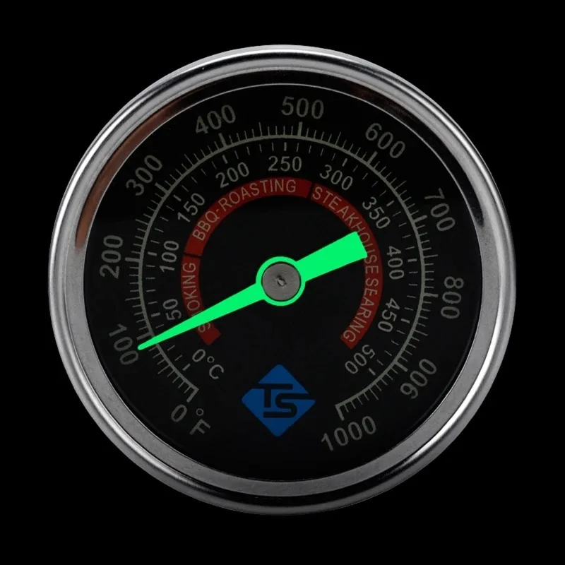 0-1000℉ (500℃) Przenośny grill Spit Pit Smoker Termometr do pieczenia węgla drzewnego Wskaźnik temperatury W Nocny blask