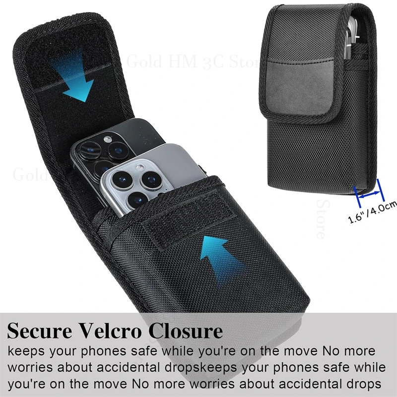

Oxford Cloth Leather Phone Case For ZTE Blade V70 Max V50 Vita Two Layers Belt Waist Bag Pouch For Blade V70 Pro V50S V40 V30 V9