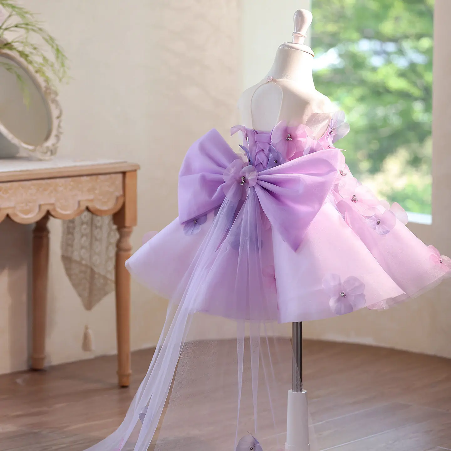 Custom 3D Floral Trailing Luxury Dress Women Wedding Guest Gown Girls Wedding Gown Birthday Party Pageant Runway Formal Gown
