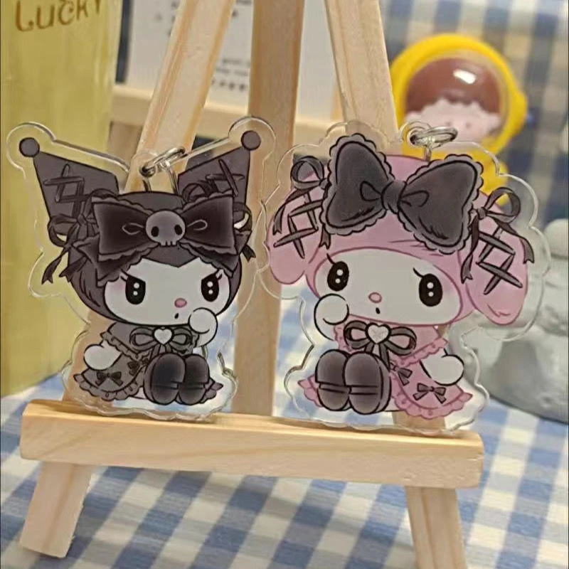 Sanrio Schattige Kawaii Cartoon 10Cm Kuromi Mijn Melodie Donkere Wind Acryl Tas Hanger Paar Sleutelhanger Acryl Hanger