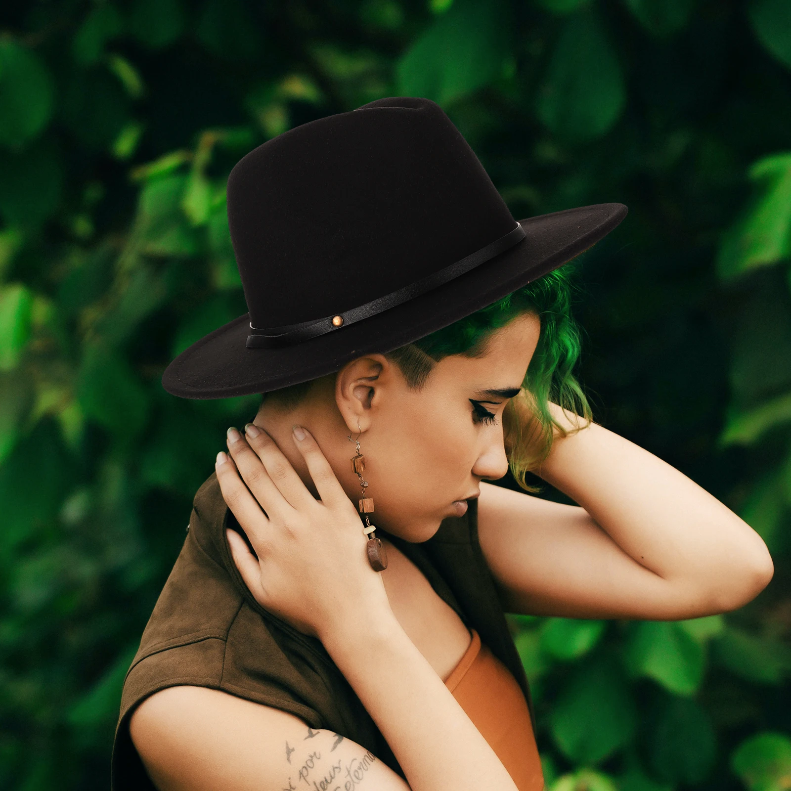 

Soft Wide Brim Woolen Hat for Women Elegant Decorative Party Fedora Lightweight Comfortable Stylish Accessories