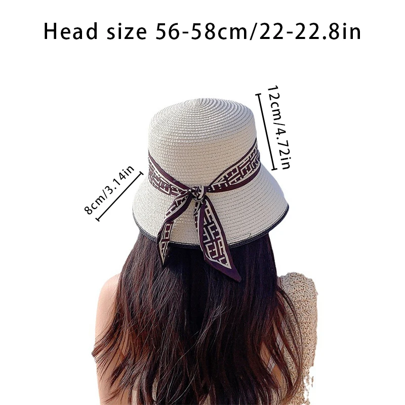 Summer ladies fashion beach ribbon straw hat outdoor travel vacation hat leisure sun hat show face small sun hat