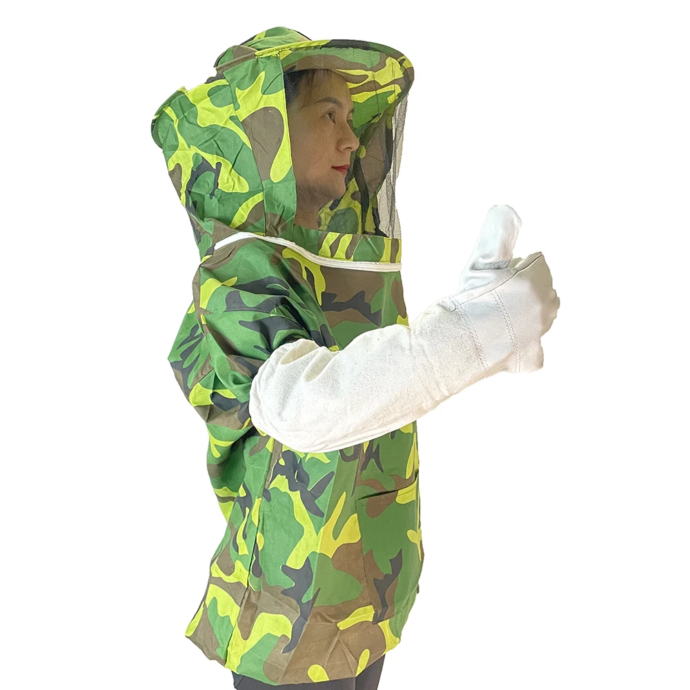 1PCS Beekeepers Imker Camouflage Breathable Protect Cloth Hooded Veil Gloves Anti Bite Honey Collect PrBeekeeping Farm Supplies