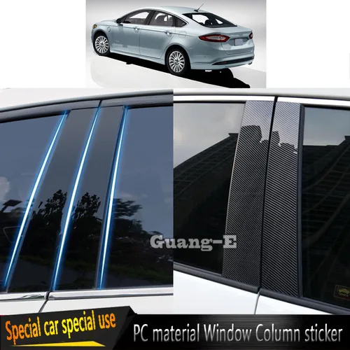 Imagen 1 del producto Para Ford Fusion 2013 2014 2015-2021 Material de PC de coche cubierta de poste de pilar embellecedor de puerta moldura de ventana placa adhesiva decorativa