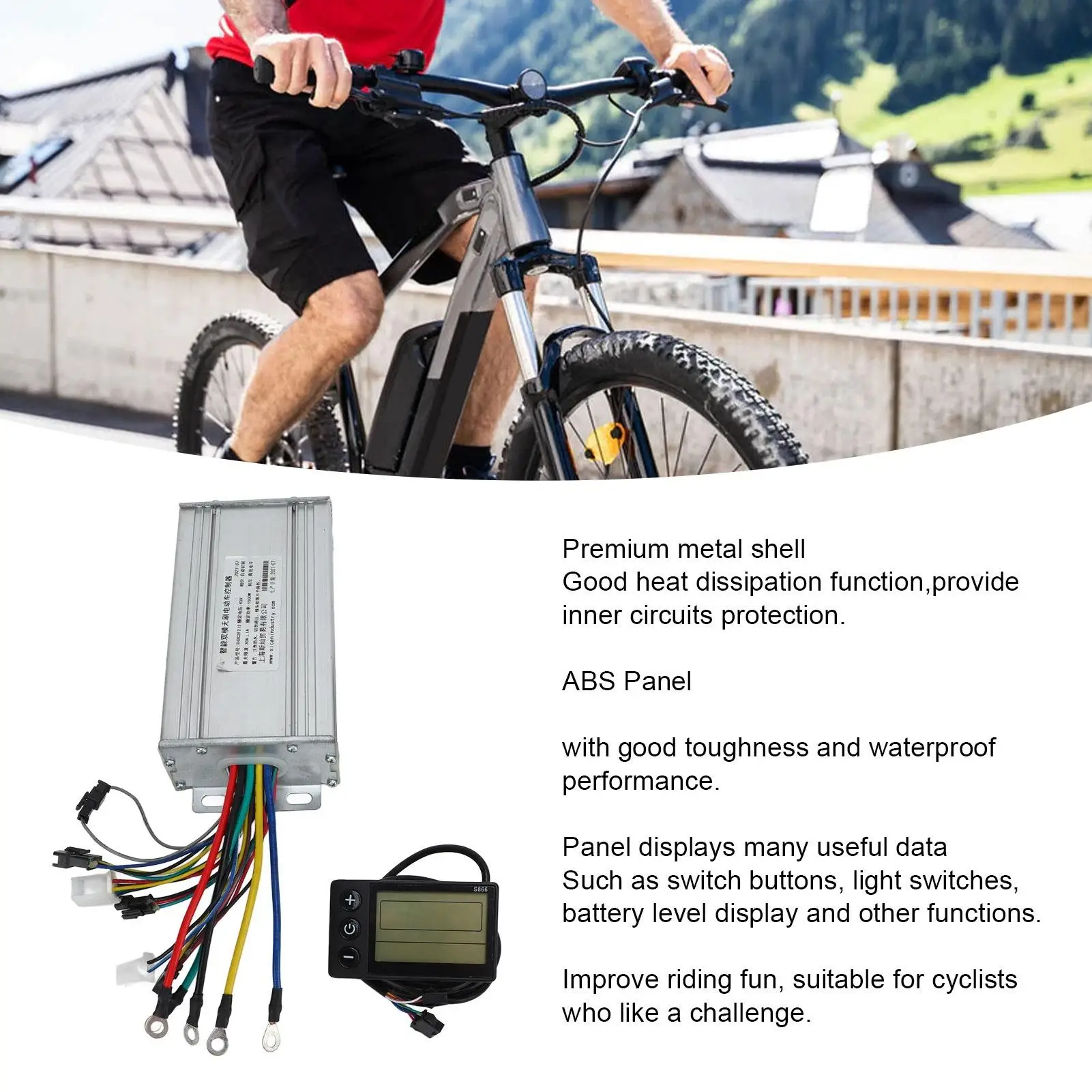 48V Lightweight Bike Conversion Controller Set with S866 Panel for 1500w Motor - High Toughness & Heat Dissipation