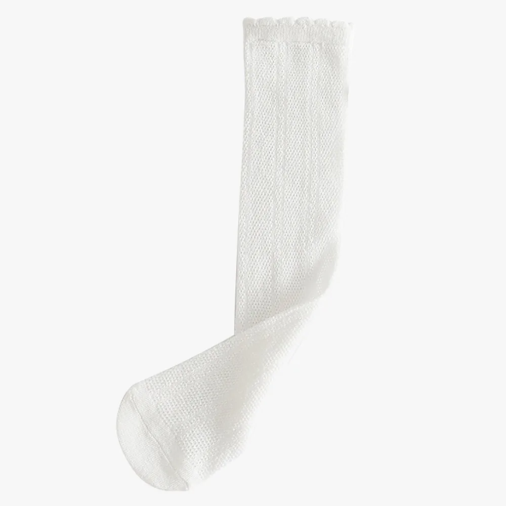

New Cotton Long Stockings Hollow Thin Knee High Long Socks Solid Color Children Mesh Stocking Summer