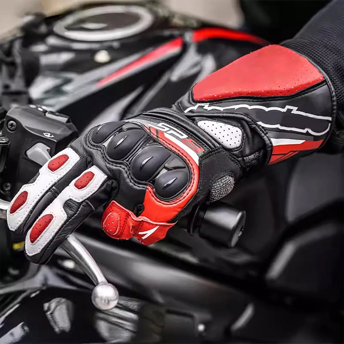 Nuovi guanti da moto SP8 V3 Guanti da moto in pelle da uomo Guanti da moto in pelle di pecora con dita intere resistenti all'usura